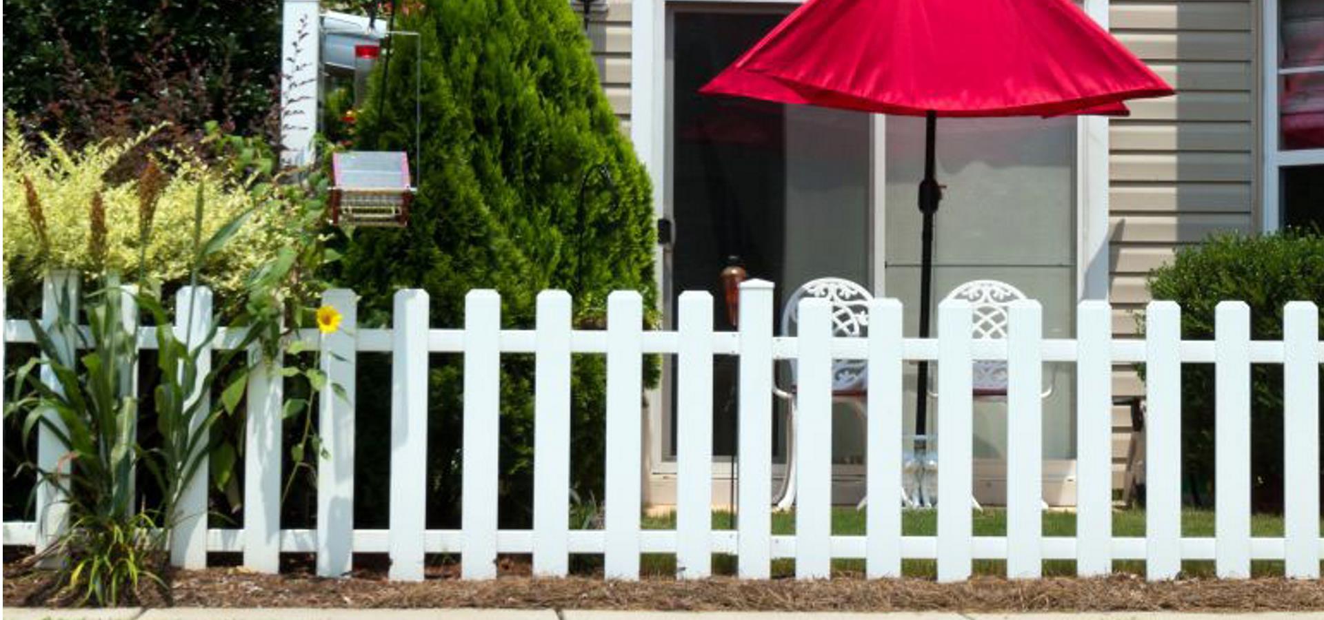 White vinyl picket fencing